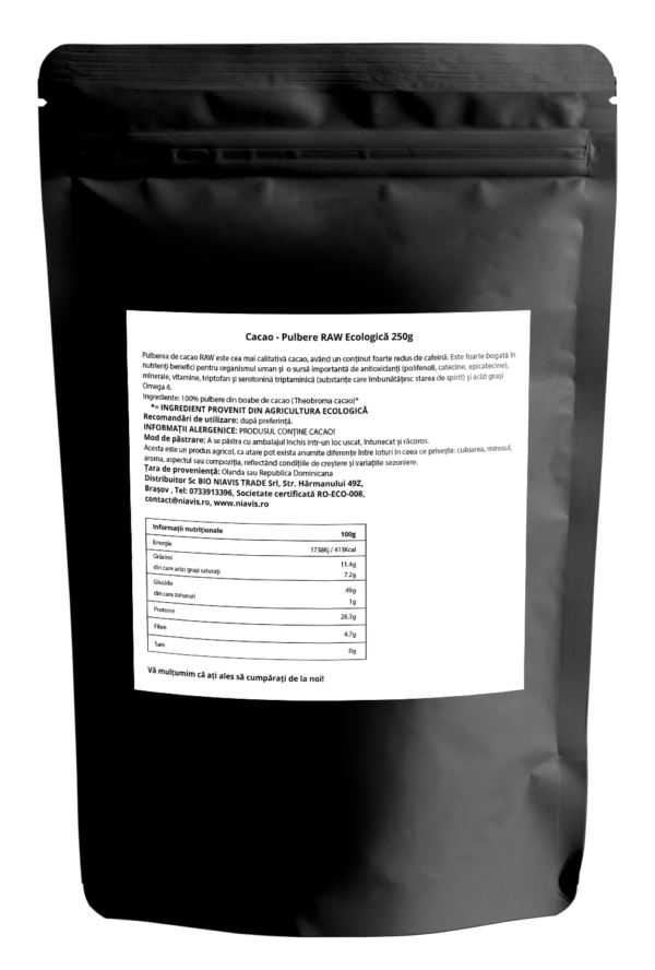Cacao Pulbere RAW Ecologica/Bio 250g
