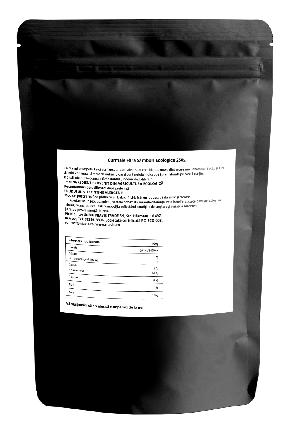 Curmale Fara Samburi Ecologice/BIO 250g Curmale Fara Samburi Ecologice/BIO 250g