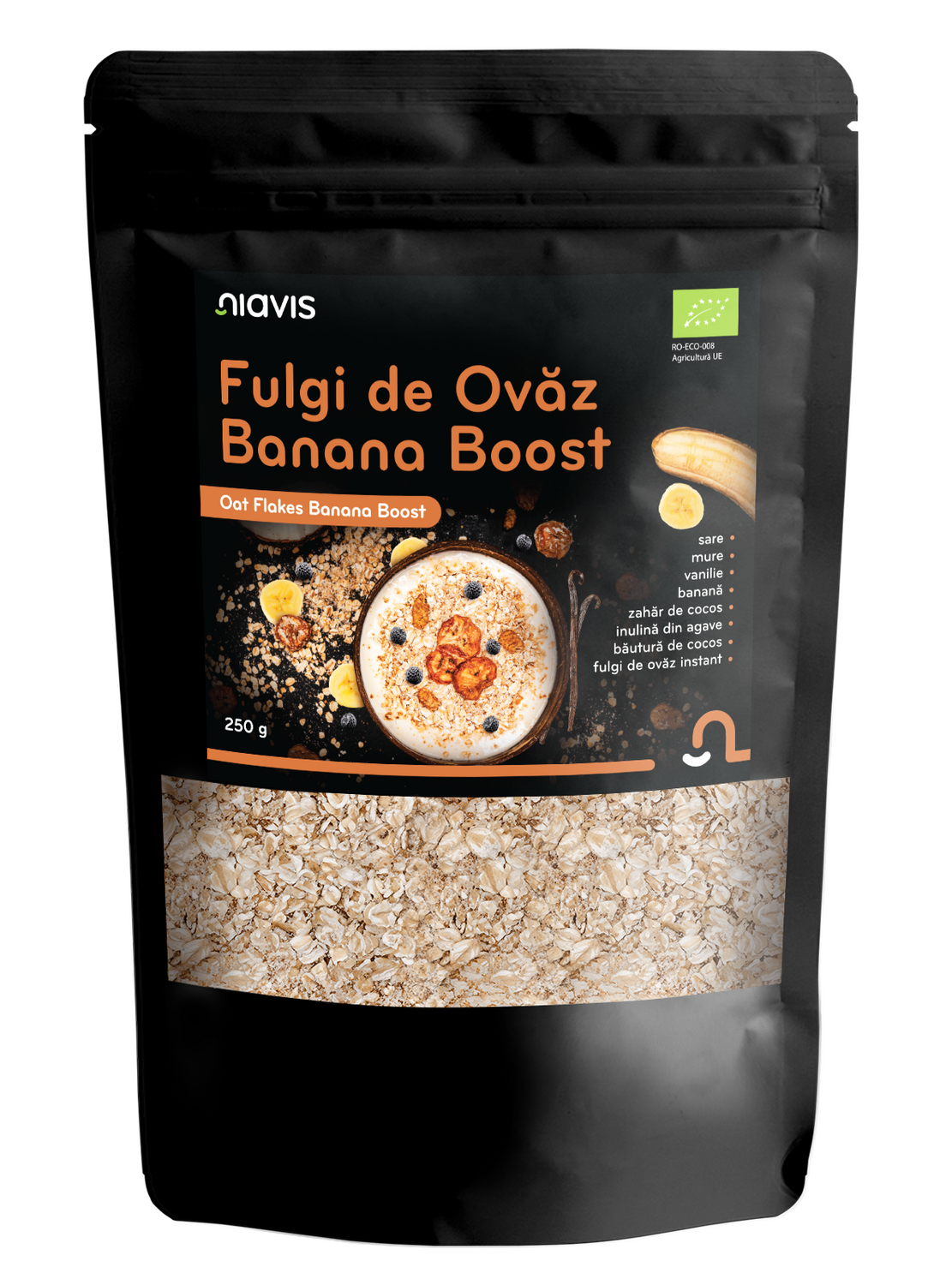 Fulgi de Ovaz Banana Boost Ecologici 250g Fulgi de Ovaz Banana Boost Ecologici 250g