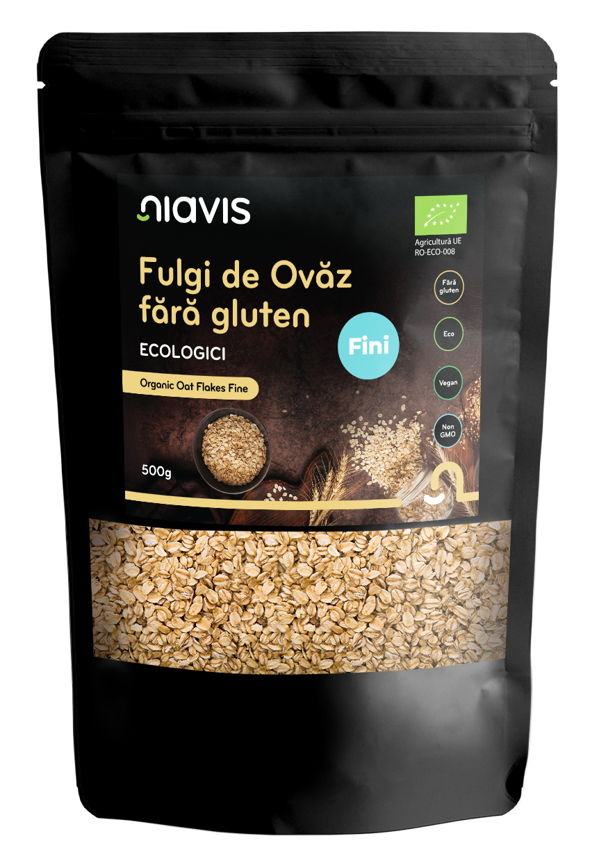 Fulgi de Ovaz Ecologici Fini fara Gluten Ecologici/BIO 500g Fulgi de Ovaz Ecologici Fini fara Gluten Ecologici/BIO 500g