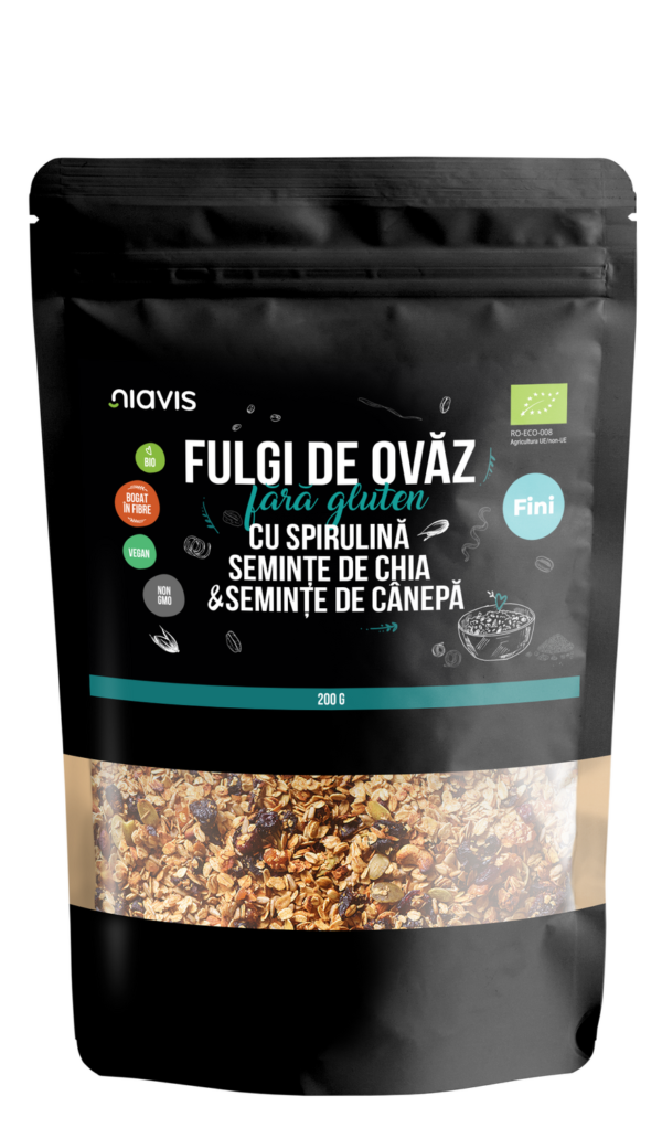 Fulgi de Ovaz Fini Fara Gluten cu Spirulina