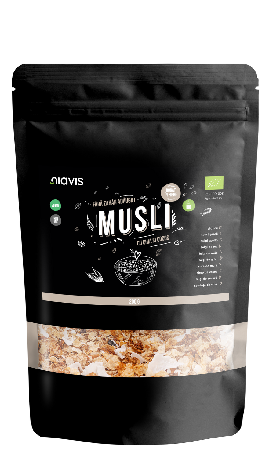 Musli cu Chia si Cocos Ecologic/BIO 200g Musli cu Chia si Cocos Ecologic/BIO 200g