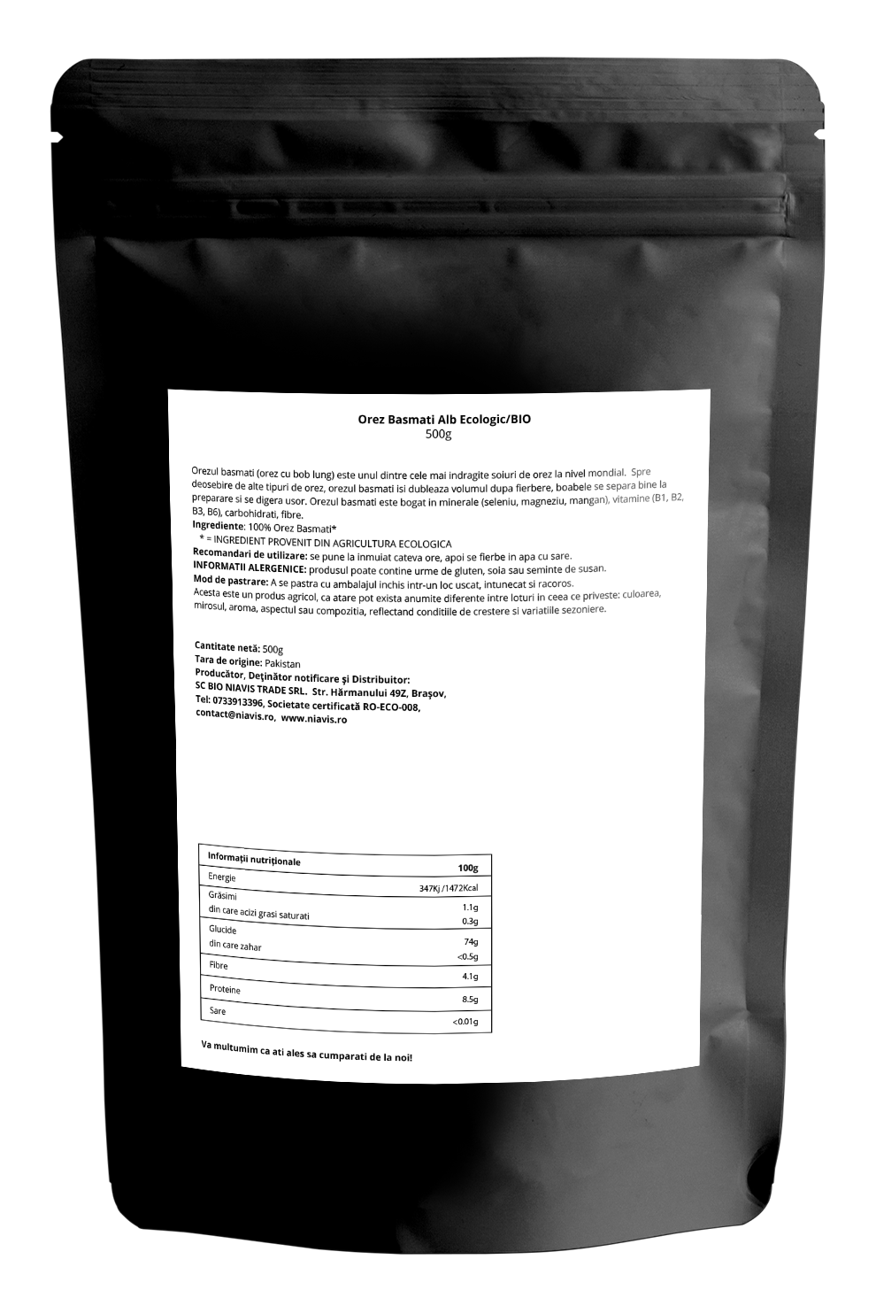 Orez Basmati Alb Ecologic/BIO 500g Orez Basmati Alb Ecologic/BIO 500g