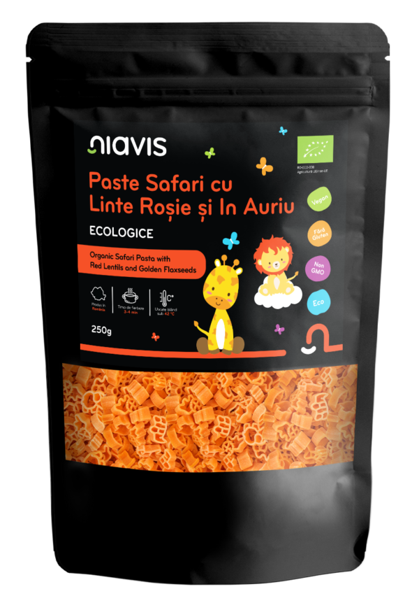 Paste Safari cu Linte Rosie si In Auriu Pentru Copii Ecologice 250g