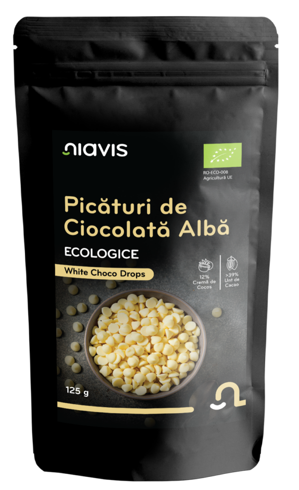 Picaturi de Ciocolata Alba Ecologice/BIO 125g