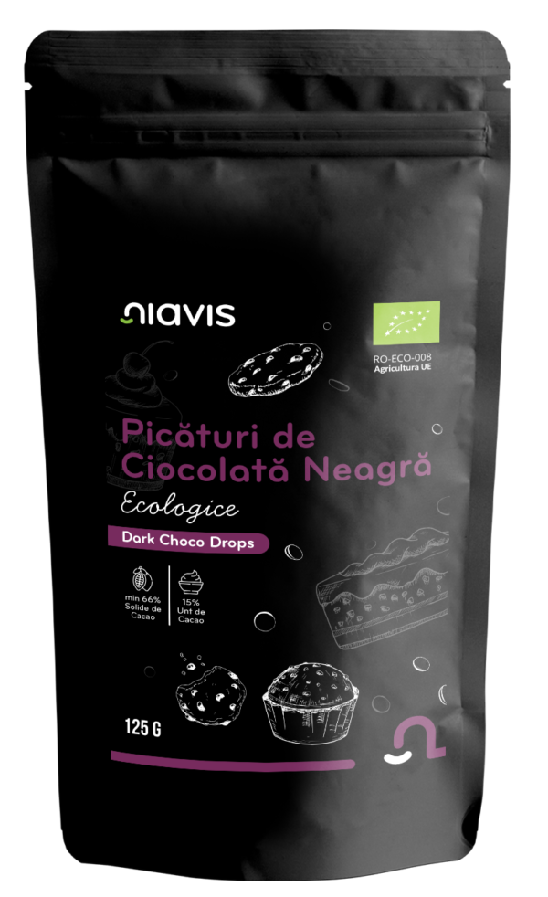 Picaturi de Ciocolata Neagra Ecologice/BIO 125g