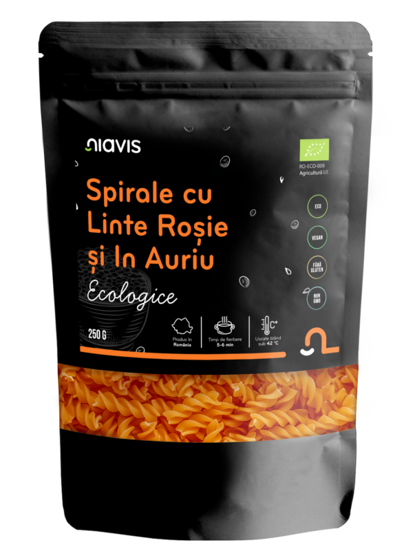 Spirale cu Linte Rosie si In Auriu Ecologice/BIO 250g
