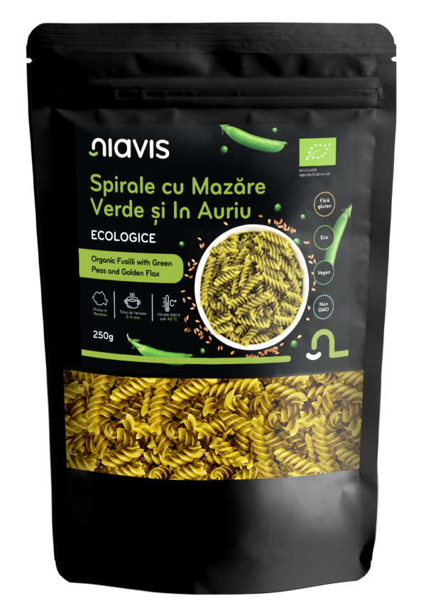 Spirale cu Mazare Verde si In Auriu Ecologice 250g
