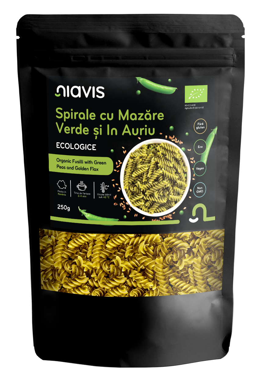 Spirale cu Mazare Verde si In Auriu Ecologice 250g Spirale cu Mazare Verde si In Auriu Ecologice 250g