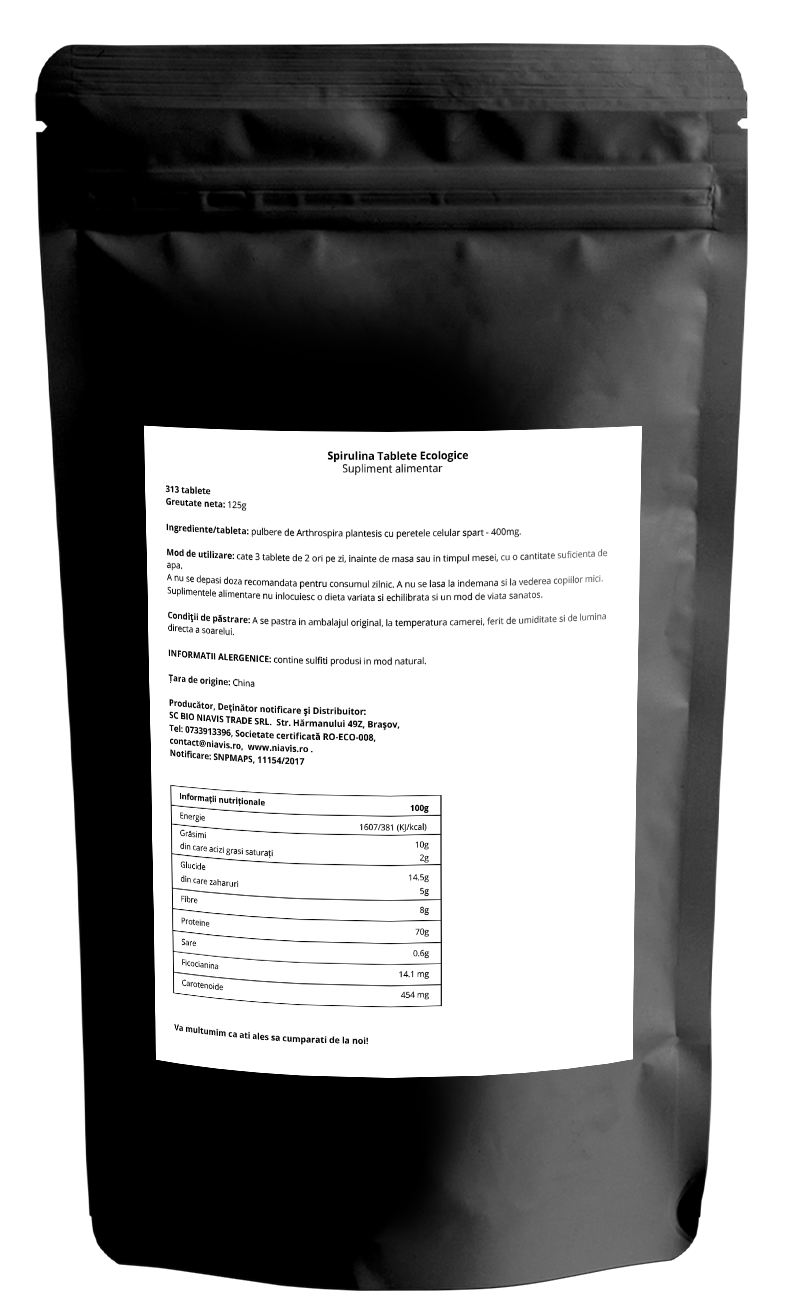 NiavisSpirulina-Tablete-EcologiceBIO-125g Spirulina Tablete Ecologice/BIO 125g