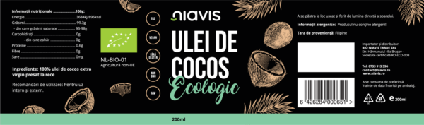Ulei de Cocos Extra Virgin Ecologic/BIO 220ml