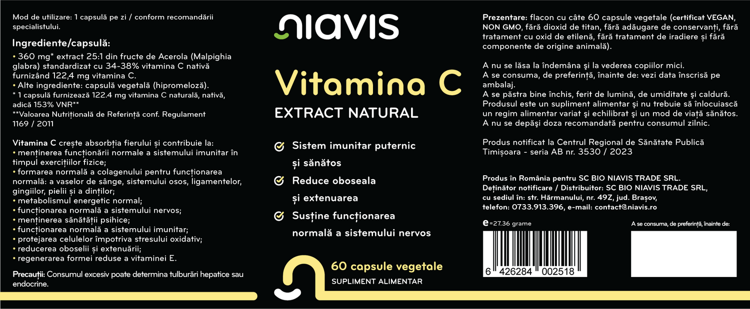 <span class="notranslate">Vitamina C Extract Natural 60 cps</span> - Image 2