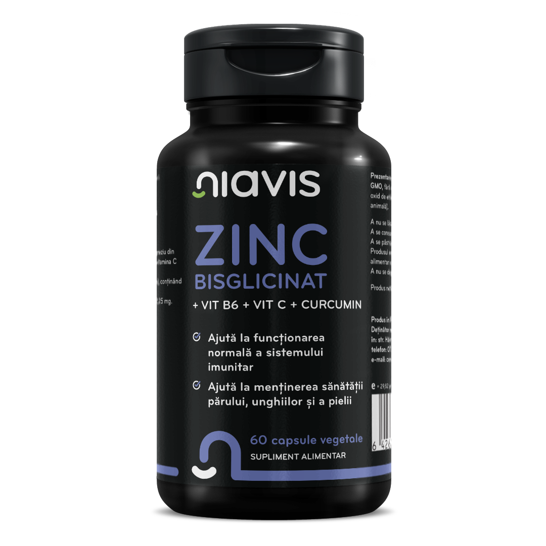 NiavisZINC-Bisglicinat-Vit-B6-Vit-C-Curcumin-60-cps ZINC Bisglicinat + Vit B6 + Vit C + Curcumin 60 cps