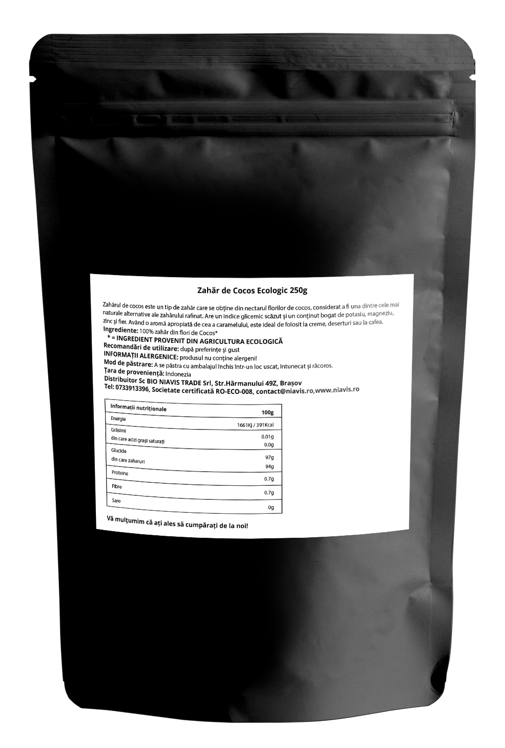 Zahar de Cocos Ecologic/BIO 250g Zahar de Cocos Ecologic/BIO 250g