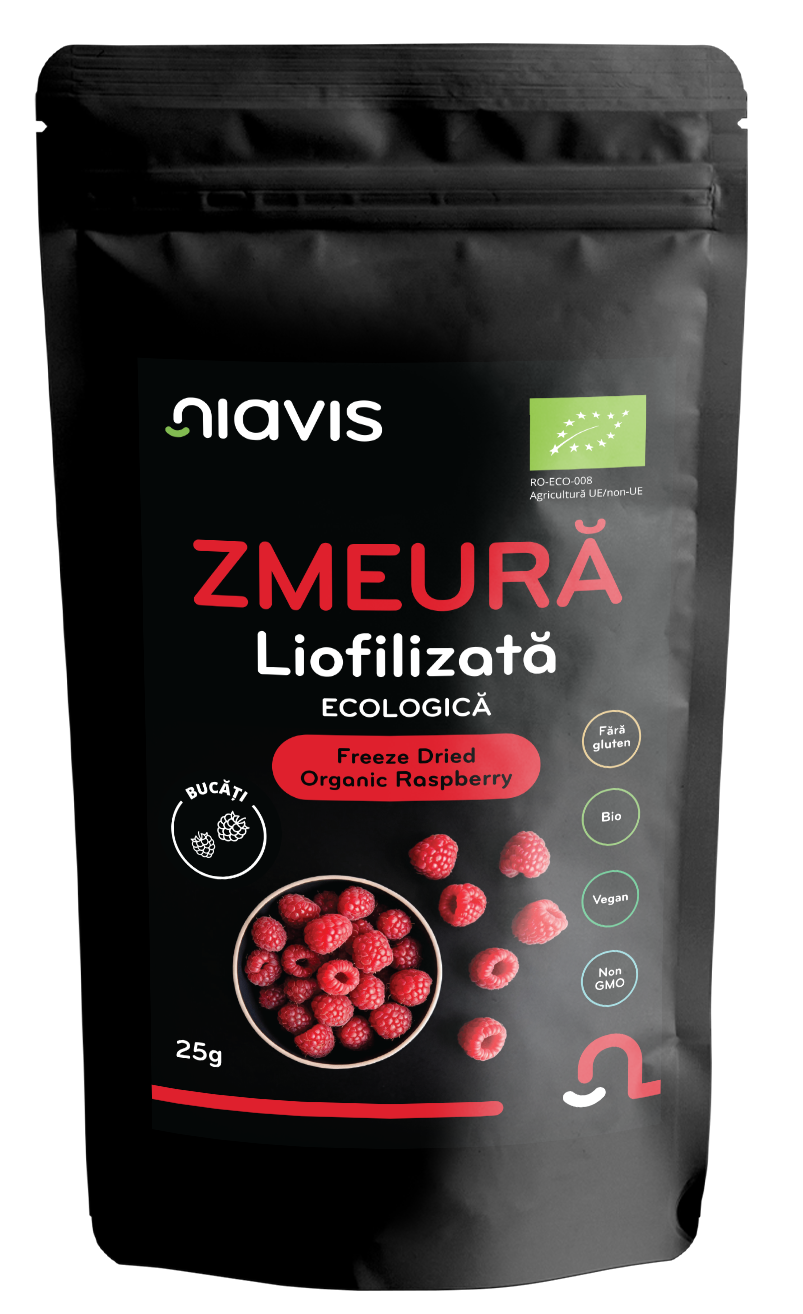 Zmeura Liofilizata Bucati Ecologica/BIO 25g Zmeura Liofilizata Bucati Ecologica/BIO 25g
