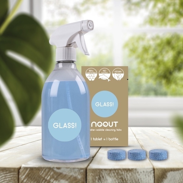 Set solutie curatare GEAMURI - zero waste - recipient si tablete