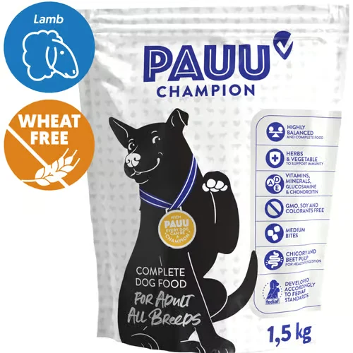 Hrana caini Pauu Kibble monoprotein cu miel, 1,5 kg